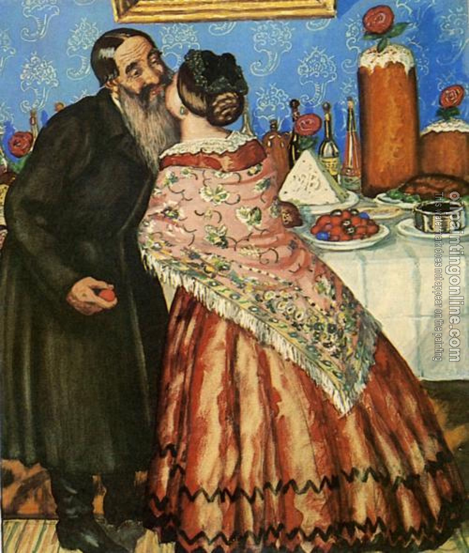 Kustodiev, Boris - Christovanie, Easter Greeting